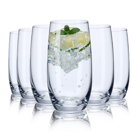 CUKBLESS Drinking Glasses Set of 6, Crystal Highball Water Glasses, Glass Cups for Water, Juice, Beverage, Mojito, Mixed Drinks, Cocktail Glass Set-15 Oz