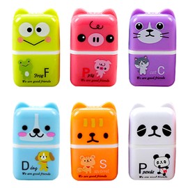 Rumyve 6 PCS Cube Erasers - Cute Animal Pencil Erasers with Creative Cartoon Pencil Sharpener - School and Office Stationery Supplies