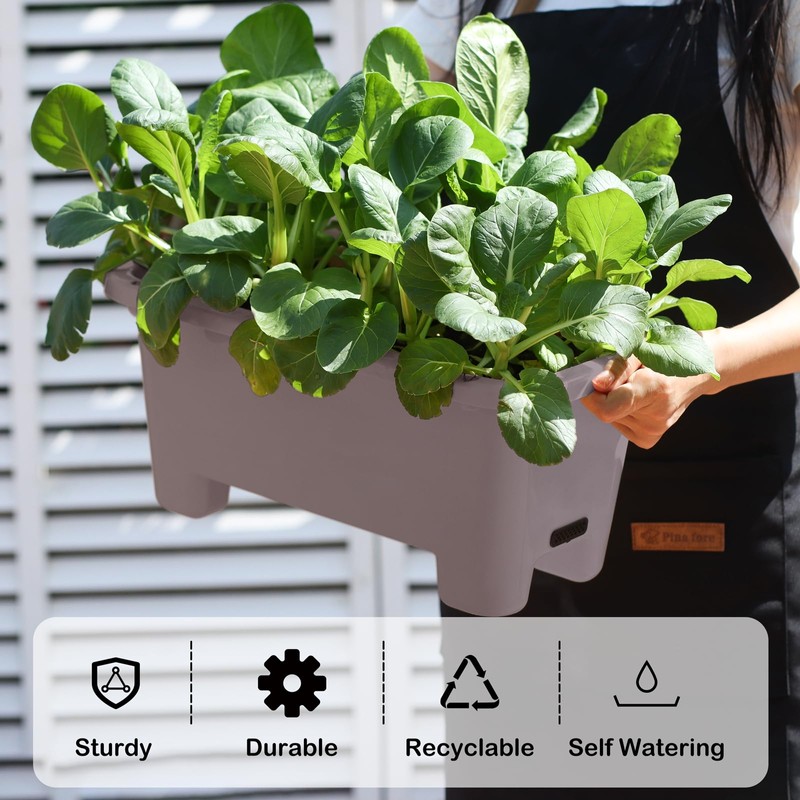 Oliz Self-Watering Rectangle Planter Boxes 8-Pack, 15.7-Inch Window Box Planter