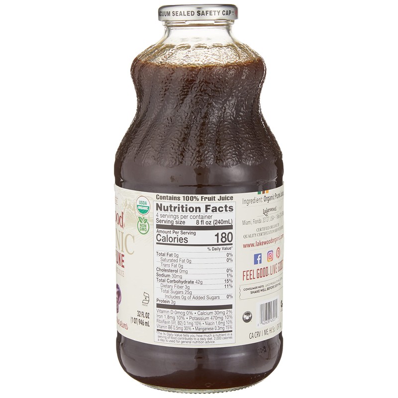 Lakewood Organic 100% Juice Pure Prune (1 X 32 FL