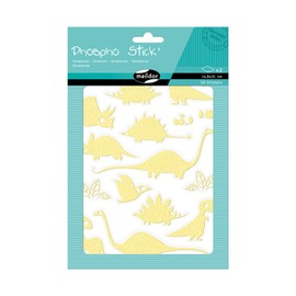 Maildor AE105O Pack of Stickers Phospho Stick (with Glitter Effect, 2 Sheets in DIN A6 Format, 10.5 x 16 cm, Ideal for Children from 5 Years, Dino) 38 Stickers