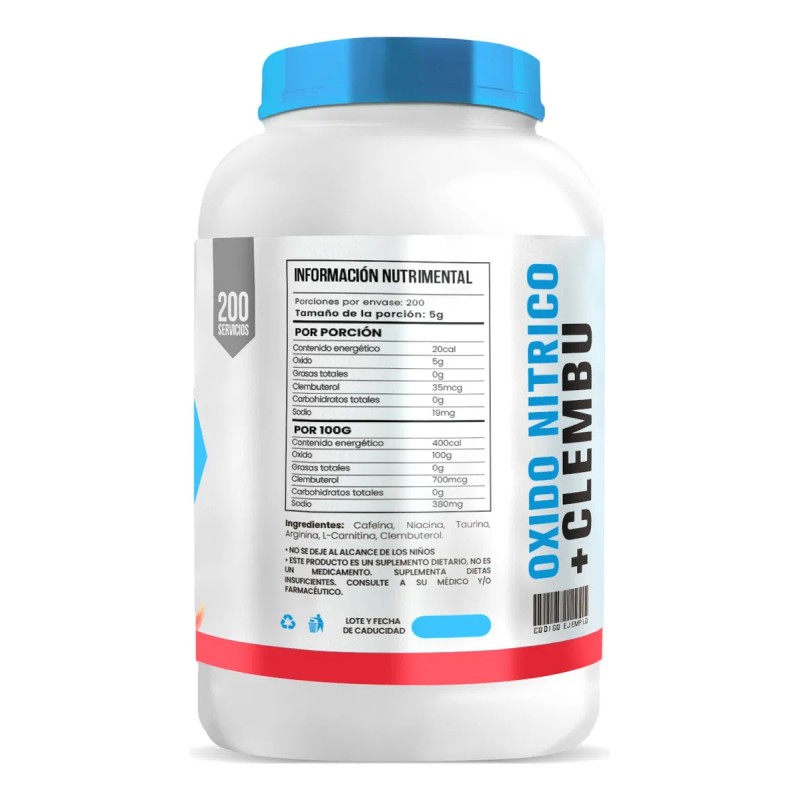 Óxido Nítrico + Clembuterol D-mon Protein 1kg Pre Entreno Manzana