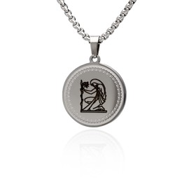 Women's Men's Necklace Stainless Steel with Zodiac Zodiac Zodiac Pendant Individual Chain Length Selectable, Stainless Steel