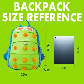 NOHOO Toddler Backpack, Kids Backpack Cute Animal Monsterish Schoolbag Waterproof Backpack with 3D Soft Spiked for Baby Boys Girls Age 3 to 8 - Dinosaur