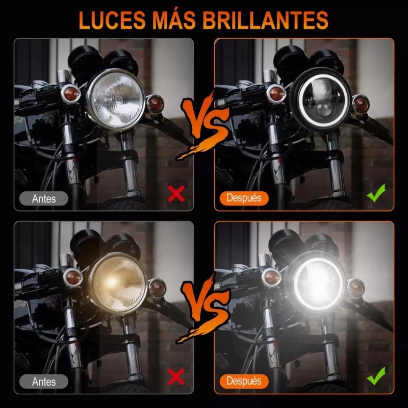 Faro Para Moto Universal + Carcasa Y Soporte De 7