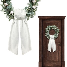 Vickasi Christmas Wreath Sash for Front Door, White Burlap Ribbon Sash Xmas Wedding Wreath Accessories for Thanksgiving New Year Decorations