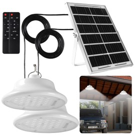 Solar Shed Pendant Light Auto Dusk to Dawn Solar Light Day and Night Indoor and Outdoor with Remote Control for Barn, Garden, Yard, Gazebo,Patio,Tent,Chicken Coop, Cattle Pen, Pigsty(2 Lamps)
