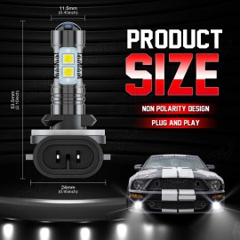 CHUSYYRAY 2 pack 881 LED Fog Light Driving Bulbs 862 886 889 894 896 898 Xenon White 6000K