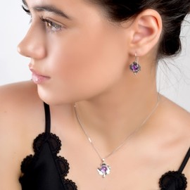 HENRYKA Scottish Thistle Hook Earrings 925 Sterling Silver, Amethyst | Scottish Charm | February Birthstone | Symbolic Flower Gifts