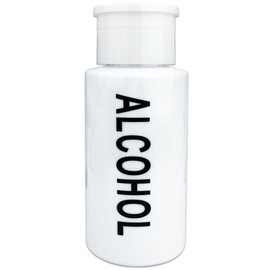 7oz Push Down Pump Dispenser Flip Top Cap Refillable Empty Bottle - White with Word Imprint - Lockable Travel Cosmetic Packaging Empty Bottle for Nail Polish Manicure
