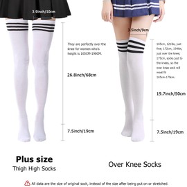 AQOKKA Extra Long Thigh High Socks Long Boot Thigh High Stockings Striped Over Knee High Socks for Women Girls Leg Warmers