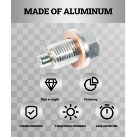 iolory Car Magnetic Oil Drain Plug,Magnetic Oil Drain Plug,Automotive Replacement,Magnetic Aluminum Oil Drain Plug Sump Drain Nut Bolt with Copper Gasket,Suitable for Cars (M12×1.25)