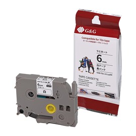 G&G TZe-211 Brother Pea Touch Compatible Laminating Tape, White Tape, Black, 0.2 inches (6 mm), Length 3.2 ft (8 m)