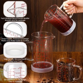 Lallisa 3 Piece Set Glass Measuring Cup High Borosilicate Glass Liquid Measuring Cups with Handle and Spout, 1.25/2/4-cup Capacity,3 Scales (Oz, Cup, Ml) for Kitchen Restaurant