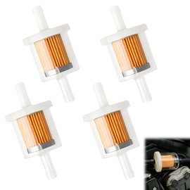 4 Pieces Fuel Filter, Universal 8 mm, Transparent Petrol Filter and Diesel Filter for Motorcycle, Scooter, Moped, Lawn Mower and Car, Inline Fuel Filter for Clean Fuel Supply