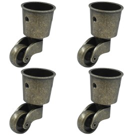 Luomorgo 4 Pack Antique Caster Cups Furniture Casters Wheels Zinc Alloy Swivel Cup Casters Round Cup Caster for Cabinet Patio Table Chair (1.5 Inch OD, Dark Bronze)