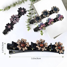 8PCS Sparkling Crystal Stone Braided Hair Clips - Decorative Hair Clips Suitable for Thick and Thin Hair, Girls/Women Hair Accessories, For Styling Partitions