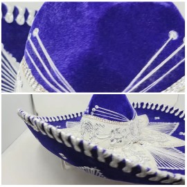 purple with silver decorations adults sombrero charro mariachi hat extra fancy