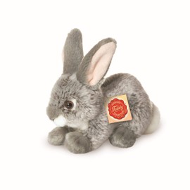 Teddy Hermann 93701 Rabbit Sitting Grey 18 cm, Cuddly Toy, Plush Toy with Recycled Filling
