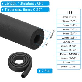PATIKIL 1-1/4"(32mm) ID x 6Ft Pipe Insulation Foam Tube, 2Pcs Pipe Cover Wrap Roll Bar Padding Tubing for Handle Grip HVAC Outdoor Air Conditioner Units