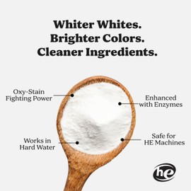 Pronounce Oxygen Laundry Booster with Enzymes - Brightens White & Tough on Stains, Fights Odor. Stain Remover, Cleaner Ingredients, Fragrance Free - Ultra Concentrated, HE - 60 Loads (Unscented)