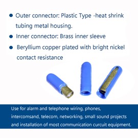 100pcs B-Connector Wire Telephone Alarm Wire Crimp Beanies Splices for Low Voltage (Blue-Type II)