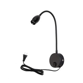 Yangly - Lámpara de lectura LED flexible para mesilla de noche (3 W, con interruptor y enchufe, lámpara de pared de cuello de cisne para recámara, oficina, hotel, ángulo de haz de 3000 K/30 °, Negro y blanco frío.
