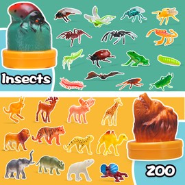 KarberDark 95 Pcs Small Animal Toys, Assorted Mini Ocean, Zoo, Farm, Dinosaur, Insect, Dog and Horse Figure, Little Plastic Animals Figurine for Easter, Sensory Bin Stuffers, Birthday Gifts,Kid 3-5