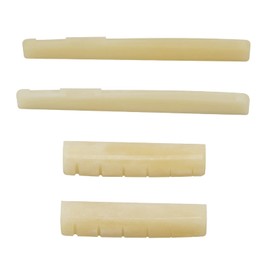 Miwayer Acoustic Guitar Bridge Unbleached Bone 6 Strings Saddle and Nut Made of Real Natural Bone (Acoustic Bridges 2 pair)