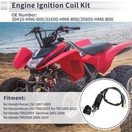 RATCHROLL No.30410-HN6-000 CDI Box Ignition Coil Kit for Honda Recon 250 1997-2000 Ignition Coil Kit 31600-HM8-B00 with Voltage Rectifier Regulator Starter Solenoid Relay Spark Plug