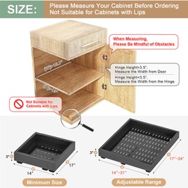 2Pc Pull out Cabinet Organizer,Width (14"-21"),Depth(17"-24") Expandable with 3 Rails,No Drill Roll out Drawers,Adhesive Sliding Drawers,Slide out Shelves for Cabinets Without Lip,Kitchen,Pantry,Black