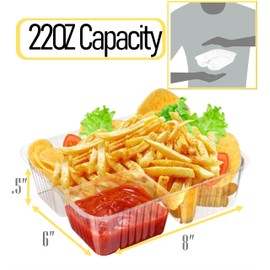 Disposable Plastic Nacho Trays with 2 Compartments - 22oz Crystal Clear Nachos Trays for Cheese Dip, Concession Stands, Movie Nights & Sports Parties - Leak-Resistant & Freezer Safe… (25 pack)