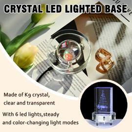 IFOLAINA Crystal LED Light Base Multicolor Changing Pedestal Color Show Stand Lighted Display Plate AC Power for 3D Glass Art Round Light Base