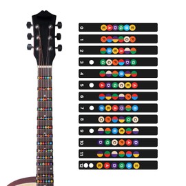 LGEGE Guitar Fretboard Stickers, Black Color Coded Music Fret Frets Card Stickers for Beginners Learners for 6 String Acoustic Guitar or Electric Guitar (Pack of 2)