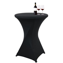 Deisy Dee Cocktail Spandex Stretch Round Tablecloth Table Cover for Wedding Party Decoration (Black, 23 in)