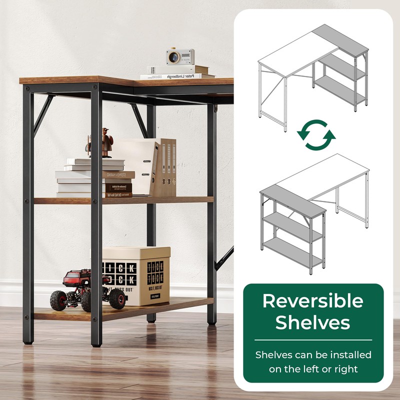 Huuger L Shaped Desk, 63 Inches Computer Desk with Reversible