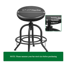 Lussenwert Waterproof Bar Stool Covers Round PU Leather Stool Covers Bar Stool Seat Covers Slipcover Washable Stool Cushion Covers with Elastic Bands(2 Pack, Black)