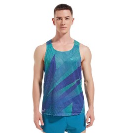 Sanken Marathon Tank Top Lightweight Running Singlet Shirt Dry Fit Workout Sleeveless T-Shirt (US, Alpha, Medium, Regular, Regular, G062-1A)