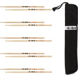 Vic Firth Essential Stick Bag with 5 Pack of 5A Drumsticks - Black