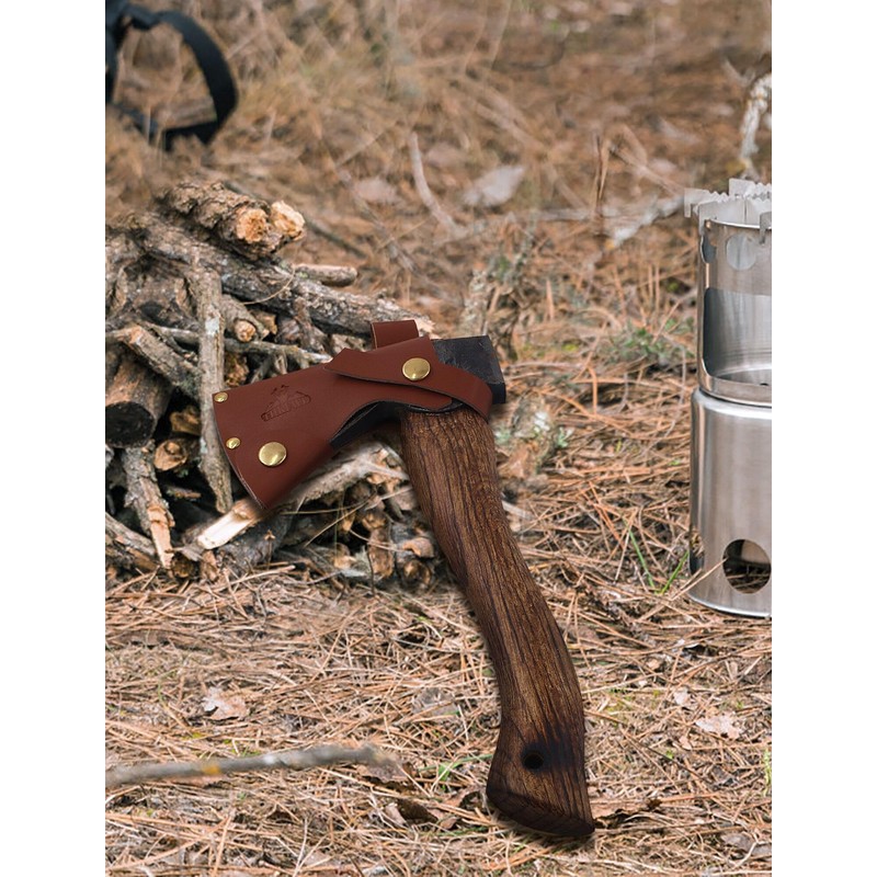 Camping Axe and Hatchet -11" Forged Carving Axe with Leather