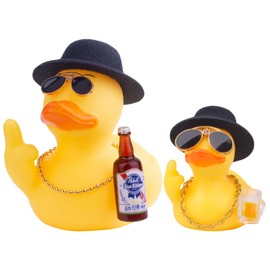 CoFuBcad 2Pcs Yellow Rubber Duck Car Dashboard Decorations, Funny Office Gifts Ducking Accessory, Quirky Decor Duck Rubber Ducky, Car Office Desktop Festival Gifts