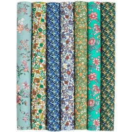 Oaixuilhy 7pcs Fat Quarters 100% Cotton Fabric Bundles Floral Precut Fabric Squares 18”x22” for DIY Quilting Sewing Patchwork Crafts Mini Flower