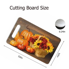 Bcumuq Pumpkins Sunflowers Cutting Boards Wooden Basket Fall Thanksgiving Cutting Boards Kitchen Chopping Board with Handles Non Slip Plastic 16 x 10 x 0.24 Inch