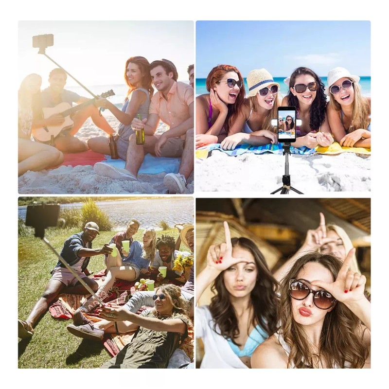 Holaya Palo Selfie Trípode Bluetooth Stick Control Remoto Negro