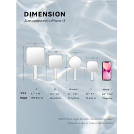 MIRRORNOVA Handheld Mirror, Water Ripples Hand Mirror with Handle for Make up, Square, Silver, Small (4 x 7 inches)