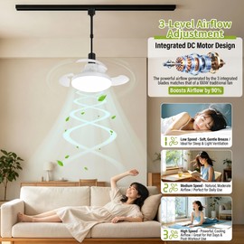 OTeedo 30W Smart Track Fans Light with Remote, Bladeless Fan for Bedroom