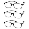 Calabria 720 Flexie Square Reading Glasses +2.75 Ebony (3pack) Men/Women