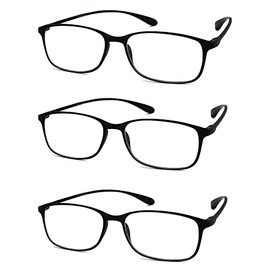 Calabria 720 Flexie Square Reading Glasses +2.75 Ebony (3pack) Men/Women Bendable Single Power Reader Flexible TR90 Frame