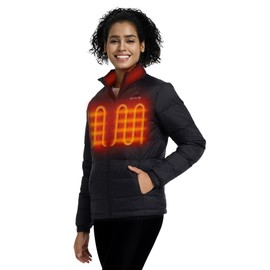 ORORO Women's Heated Puffer Jacket with 4 Heat Zones, Lightweight Heated Coat (Charger Not Included) (Black,XL)