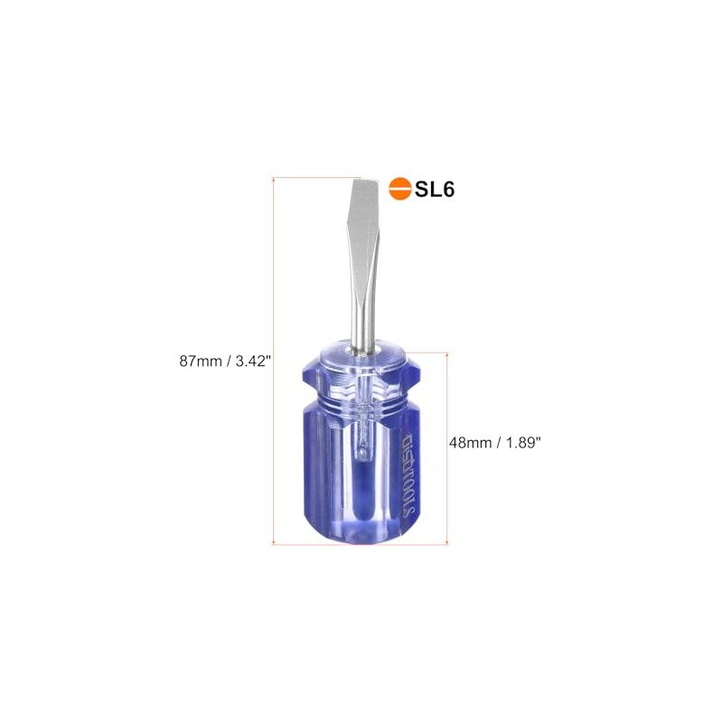HARFINGTON 2pcs SL6 Short Tip Slotted Screwdriver Stubby Magnetic Flat
